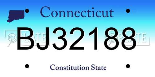 BJ32188 Connecticut License Plate