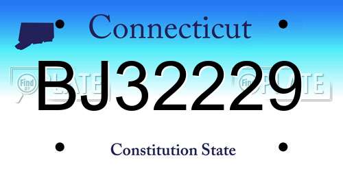 BJ32229 Connecticut License Plate
