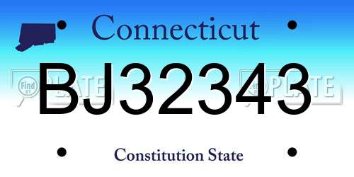 BJ32343 Connecticut License Plate
