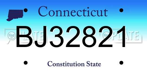 BJ32821 Connecticut License Plate