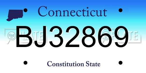 BJ32869 Connecticut License Plate