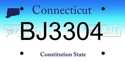 BJ3304 Connecticut License Plate