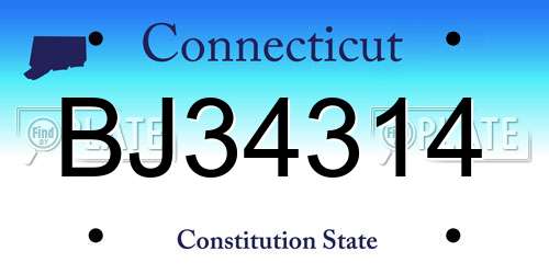 BJ34314 Connecticut License Plate