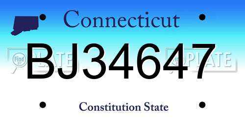BJ34647 Connecticut License Plate