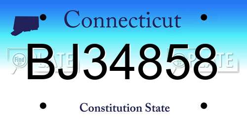 BJ34858 Connecticut License Plate