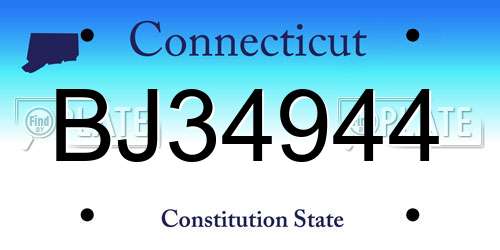 BJ34944 Connecticut License Plate
