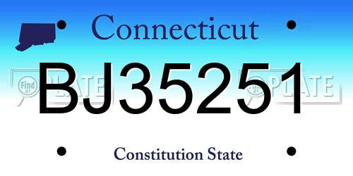 BJ35251 Connecticut License Plate