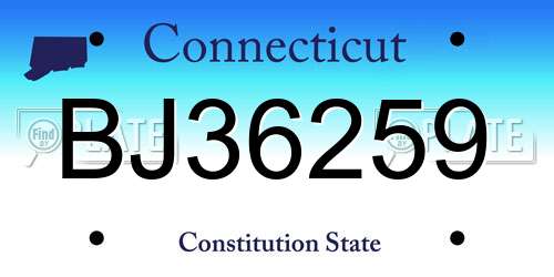 BJ36259 Connecticut License Plate