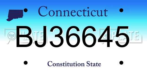 BJ36645 Connecticut License Plate