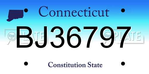 BJ36797 Connecticut License Plate