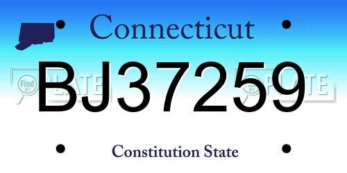BJ37259 Connecticut License Plate
