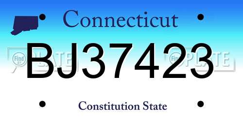 BJ37423 Connecticut License Plate