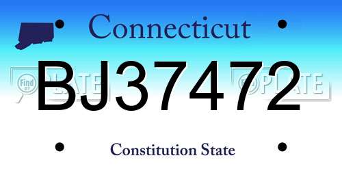 BJ37472 Connecticut License Plate