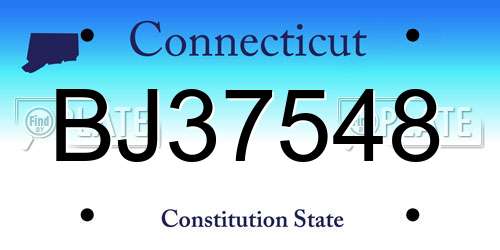 BJ37548 Connecticut License Plate