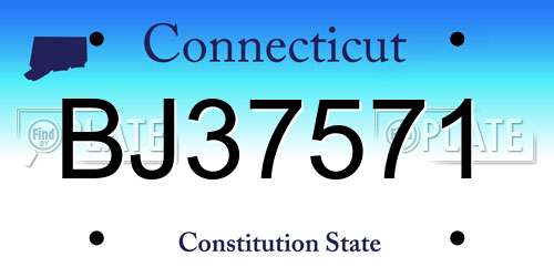 BJ37571 Connecticut License Plate