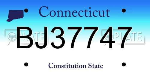BJ37747 Connecticut License Plate