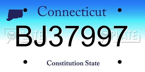BJ37997 Connecticut License Plate