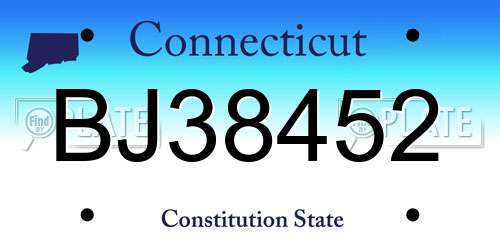 BJ38452 Connecticut License Plate