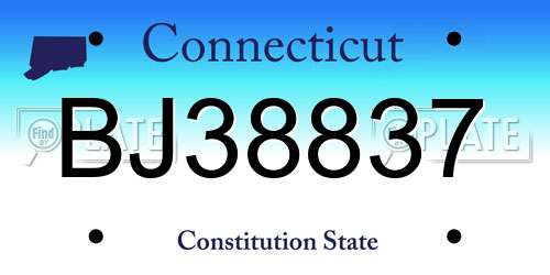 BJ38837 Connecticut License Plate