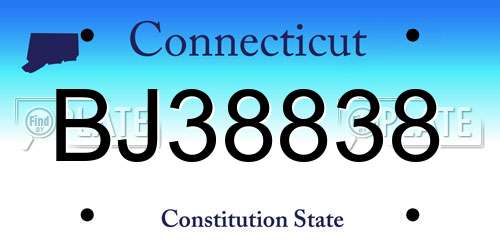 BJ38838 Connecticut License Plate
