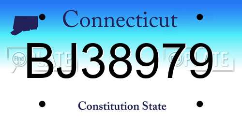 BJ38979 Connecticut License Plate