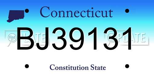 BJ39131 Connecticut License Plate