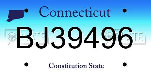 BJ39496 Connecticut License Plate