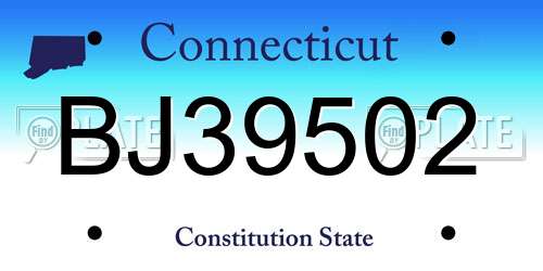 BJ39502 Connecticut License Plate