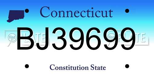 BJ39699 Connecticut License Plate