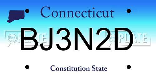 BJ3N2D Connecticut License Plate