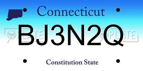 BJ3N2Q Connecticut License Plate
