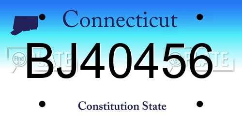 BJ40456 Connecticut License Plate