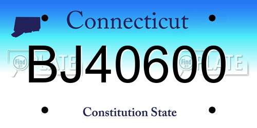 BJ40600 Connecticut License Plate