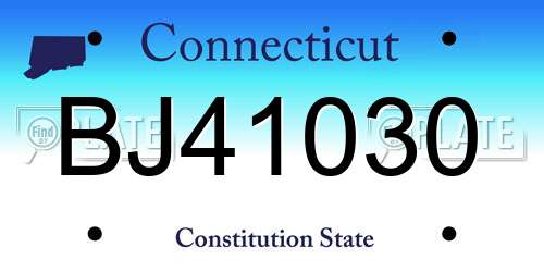 BJ41030 Connecticut License Plate