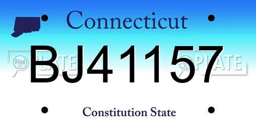 BJ41157 Connecticut License Plate