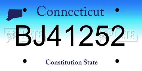 BJ41252 Connecticut License Plate