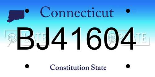 BJ41604 Connecticut License Plate
