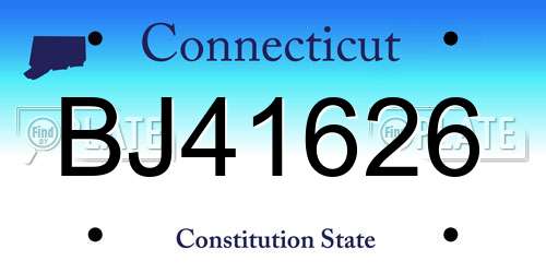 BJ41626 Connecticut License Plate