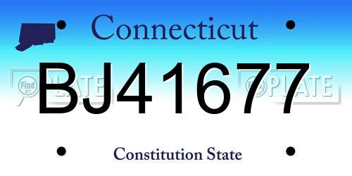 BJ41677 Connecticut License Plate