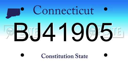 BJ41905 Connecticut License Plate