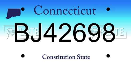 BJ42698 Connecticut License Plate