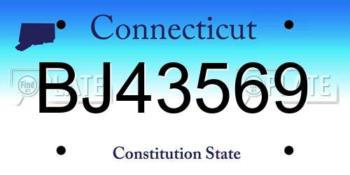 BJ43569 Connecticut License Plate