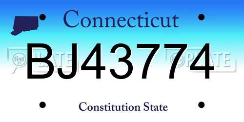 BJ43774 Connecticut License Plate
