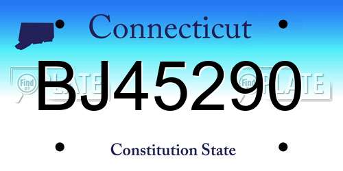 BJ45290 Connecticut License Plate