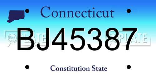 BJ45387 Connecticut License Plate