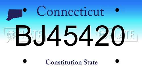 BJ45420 Connecticut License Plate