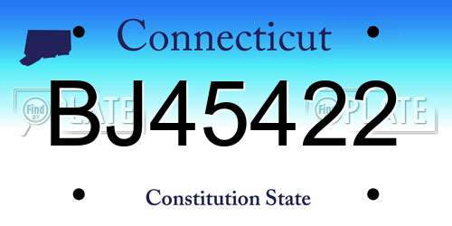 BJ45422 Connecticut License Plate