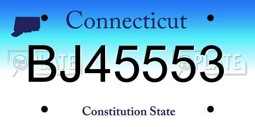 BJ45553 Connecticut License Plate