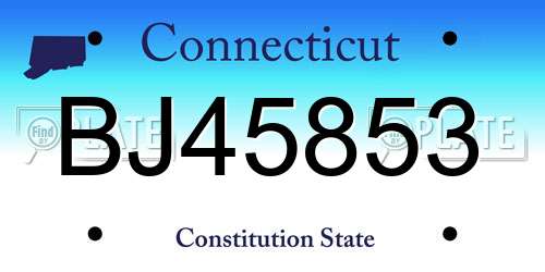 BJ45853 Connecticut License Plate