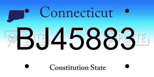 BJ45883 Connecticut License Plate